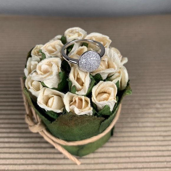 NEW Size 8 1/4 Pave Set CZ Cubic Zirconia Dome Ring in Sterling Silver - Picture 4 of 6